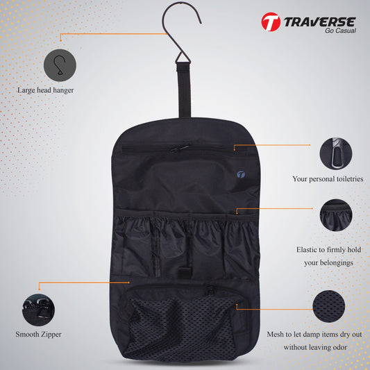Traverse Hanging Toiletry Bag Organizer. Cosmetic Makeup Holder Pouch.