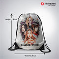 Black Pink Digitally Printed Drawstring Bag