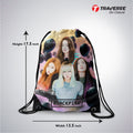 Black Pink Digitally Printed Drawstring Bag