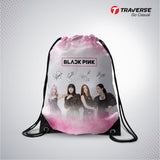 Black Pink Digitally Printed Drawstring Bag