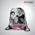Black Pink Digitally Printed Drawstring Bag