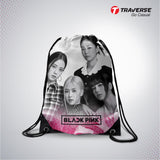 Black Pink Digitally Printed Drawstring Bag