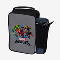 Marvel Heroes- Lunch Bag with option to carry water bottle. Digitally printed on Fabric by Traverse