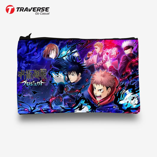 Traverse (Goju Satoru Anime, Jujutsu, Art) Pencil pouch for Boys & Girls. Printed on Fabric.