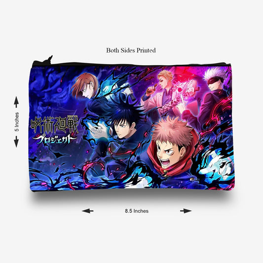 Traverse (Goju Satoru Anime, Jujutsu, Art) Pencil pouch for Boys & Girls. Printed on Fabric.