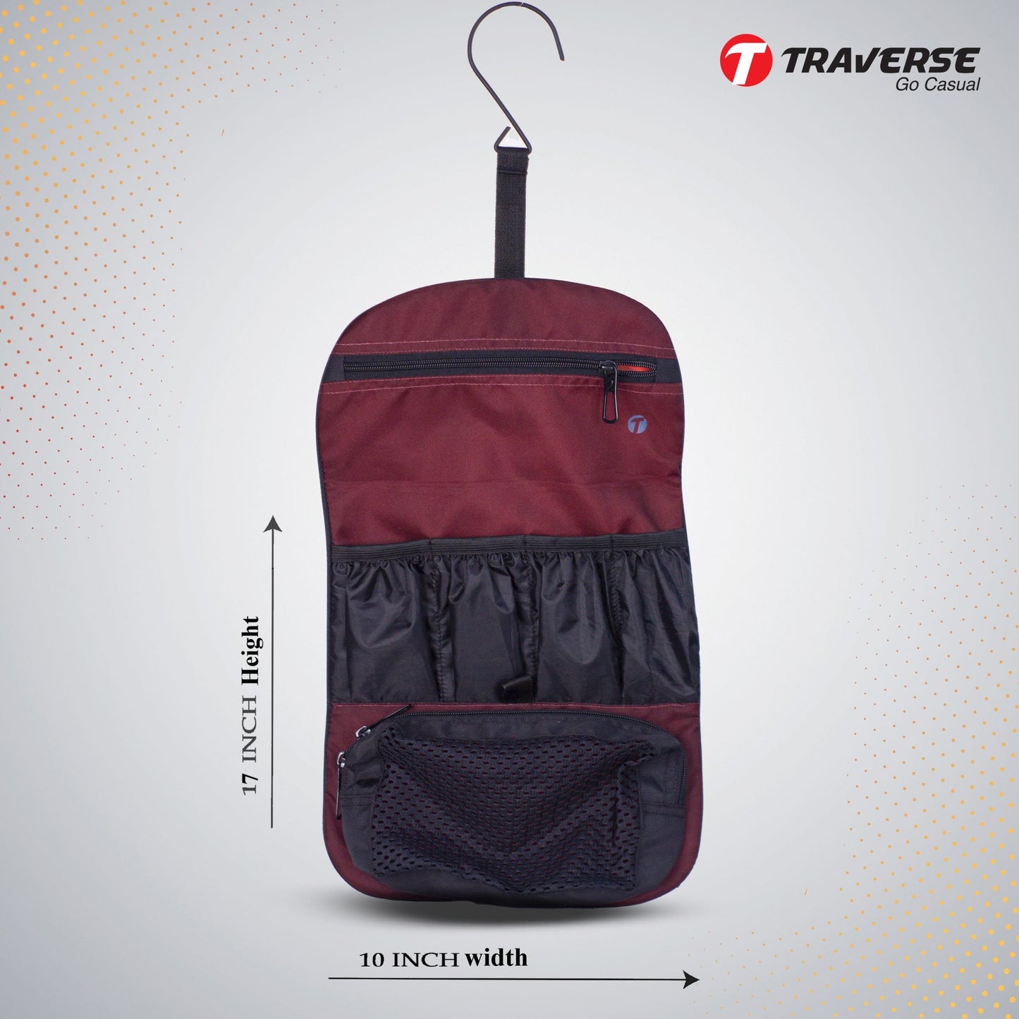 Traverse Hanging Toiletry Bag Organizer. Cosmetic Makeup Holder Pouch.