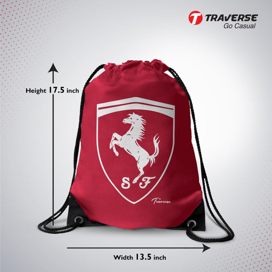 Red and White Drawstring Bag-Eyelet