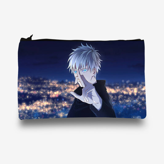 Traverse (Goju Satoru Anime, Jujutsu, Art) Pencil pouch for Boys & Girls. Printed on Fabric.