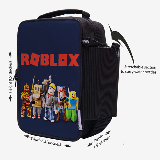 Roblox - Lunch Bag with option to carry water bottle. Digitally printed on Fabric by Traverse