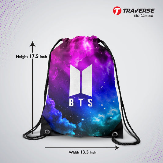 BTS Drawstring Bag - Best KPOP design digitally printed on fabric by Traverse