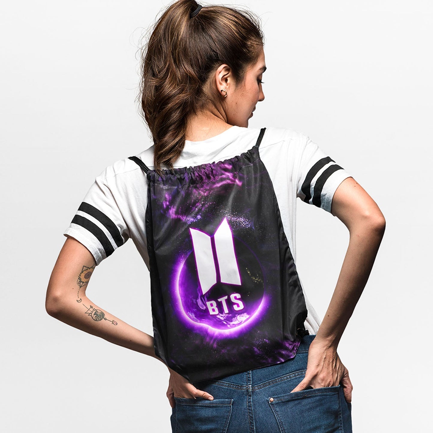 BTS Drawstring Bag- Best KPOP design digitally printed on strong fabric by Traverse