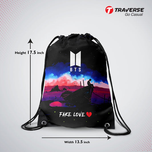 BTS Drawstring Bag ( Digital Printed On Cloth )
