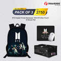 Pack of 3 BTS Army  - Bundle Offer - Backpack , BTS Box Pouch with BTS Mouse Pad