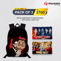 Pack of 3 Money Heist– Bundle Offer – Money Heist Backpack , With Two Money Heist Pencil Pouches