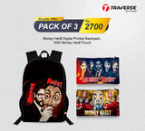Pack of 3 Money Heist– Bundle Offer – Money Heist Backpack , With Two Money Heist Pencil Pouches