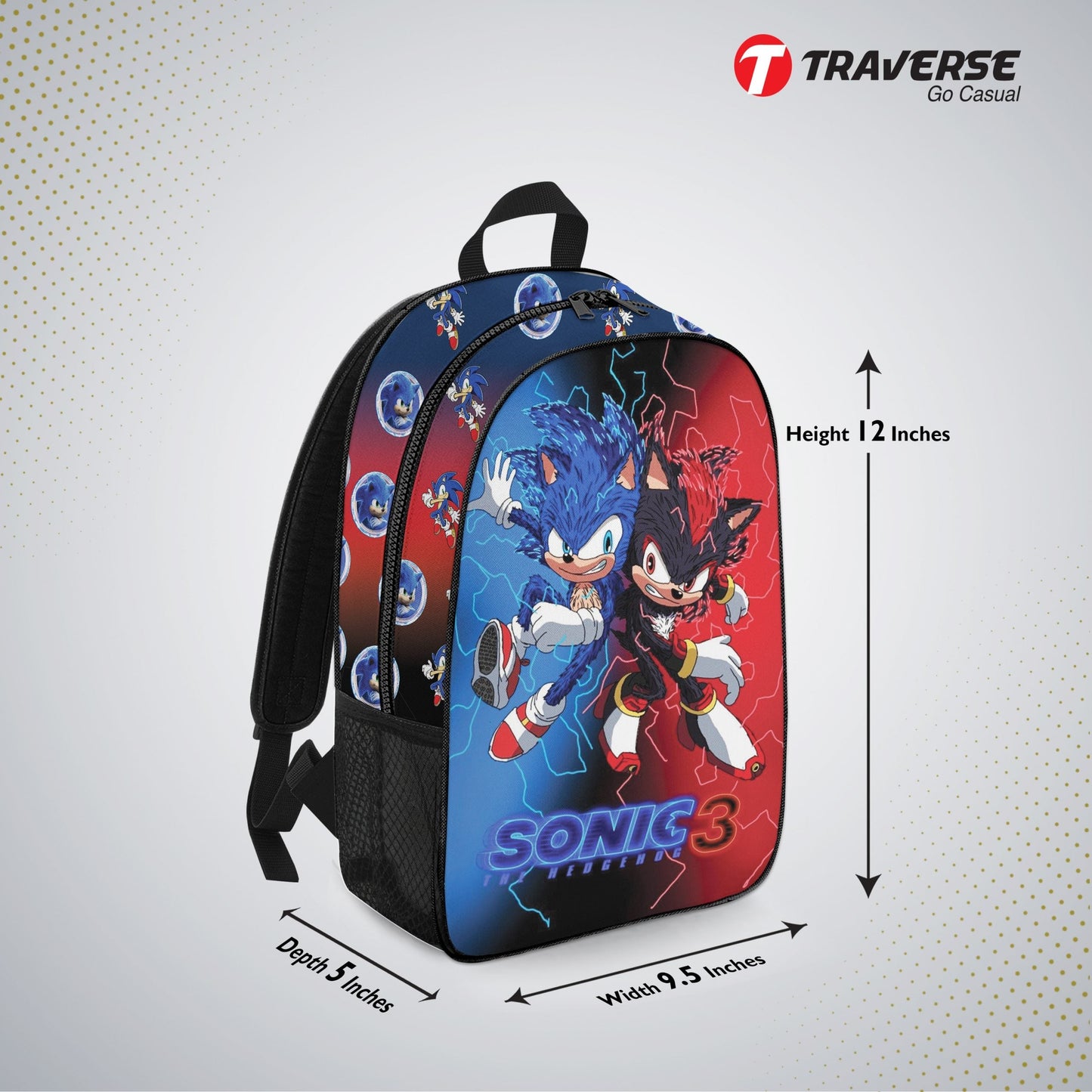 Kids Bag- Sonic , Backpack for Kindergarten (KG), Pre-school classes. Allover printed