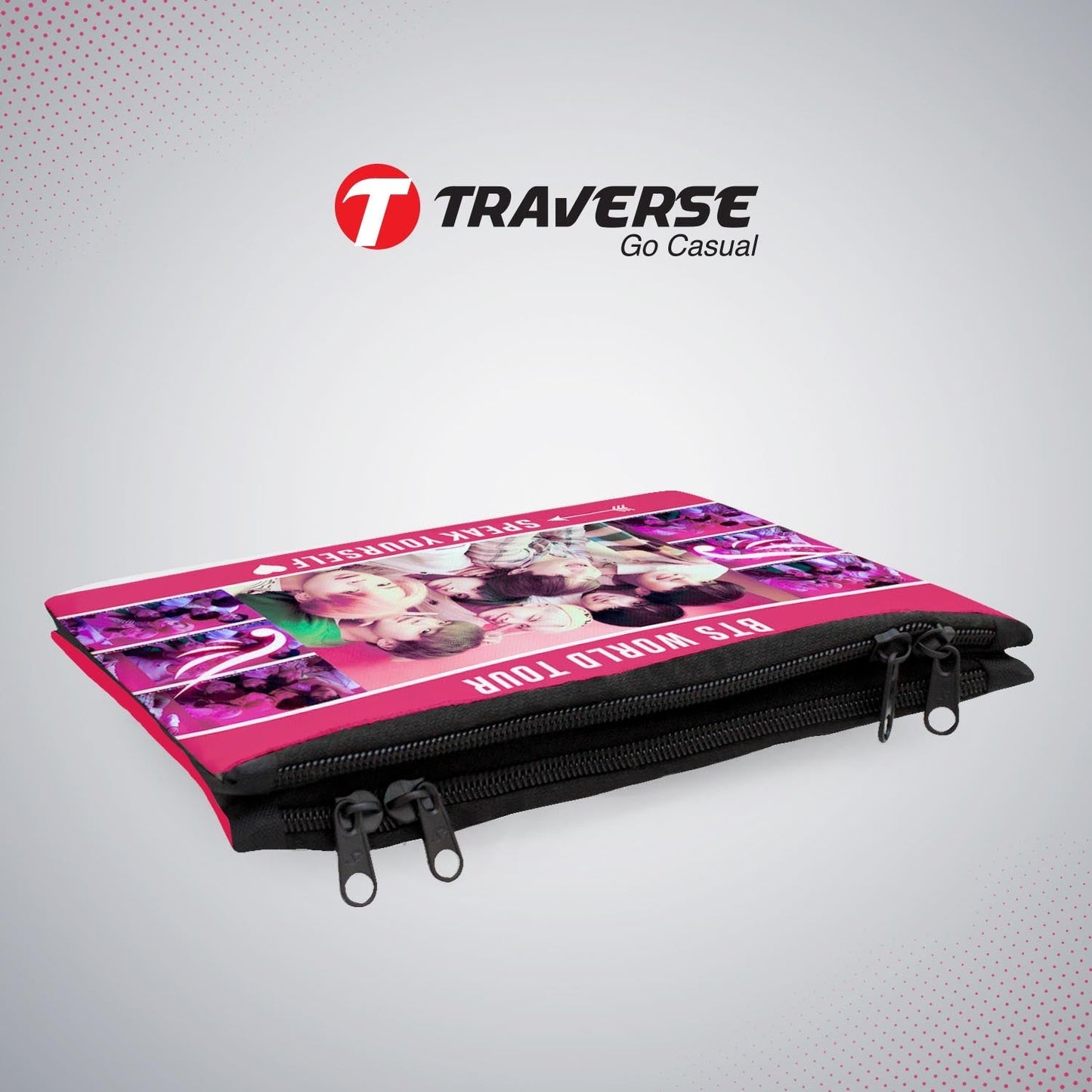 Dual Compartment- BTS pencil pouch (Digitally printed on both sides) by Traverse