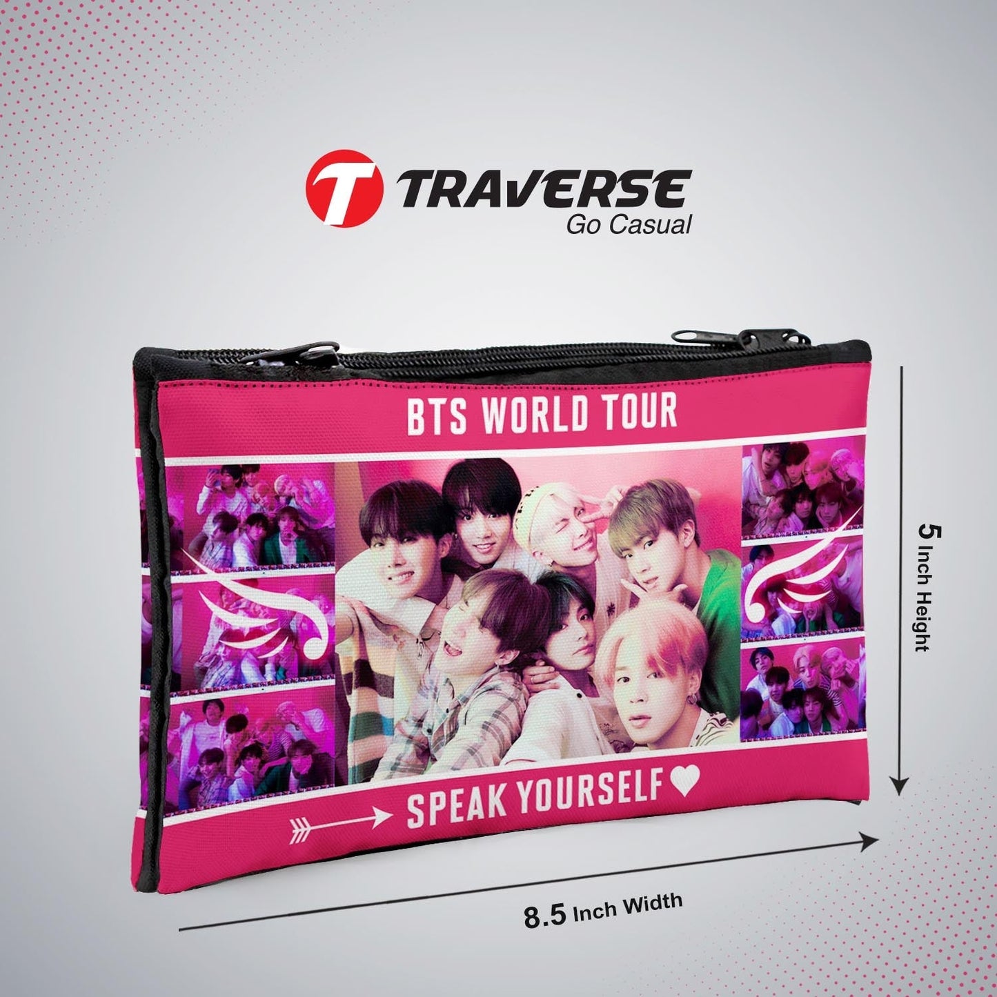 Dual Compartment- BTS pencil pouch (Digitally printed on both sides) by Traverse