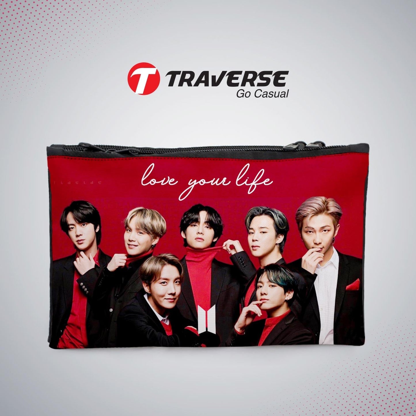 2 Zipper-BTS Pencil Pouch  (Digitally Printed On Both Side) By Traverse