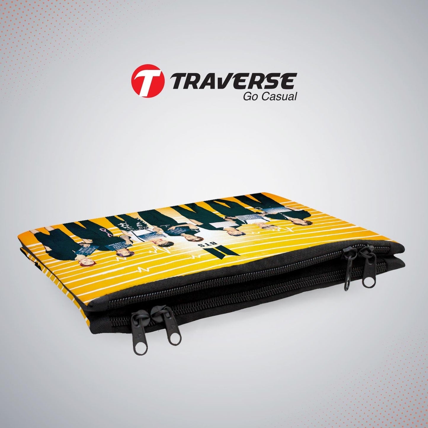 Dual Compartment- BTS pencil pouch (Digitally printed on both sides) by Traverse