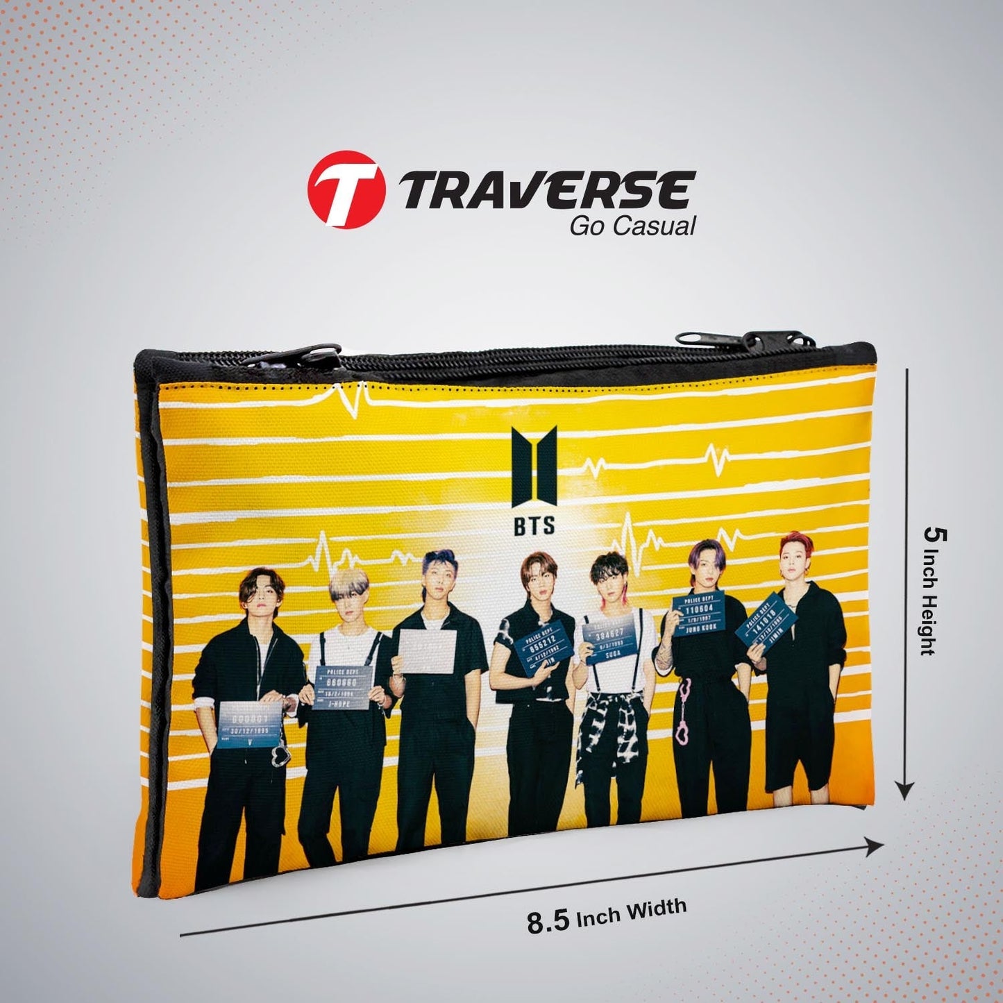 Dual Compartment- BTS pencil pouch (Digitally printed on both sides) by Traverse