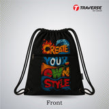 Traverse zipper drawstring bag
