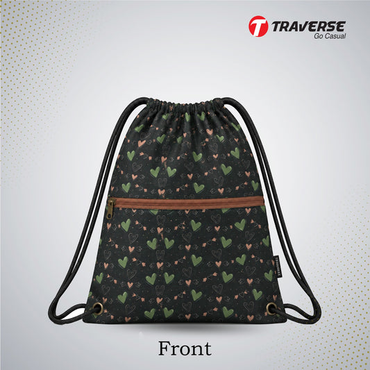 Traverse dark floral zipper drawstring
