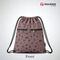 Traverse dark pink floral zipper drawstring