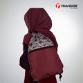 Traverse red velvet floral zipper drawstring