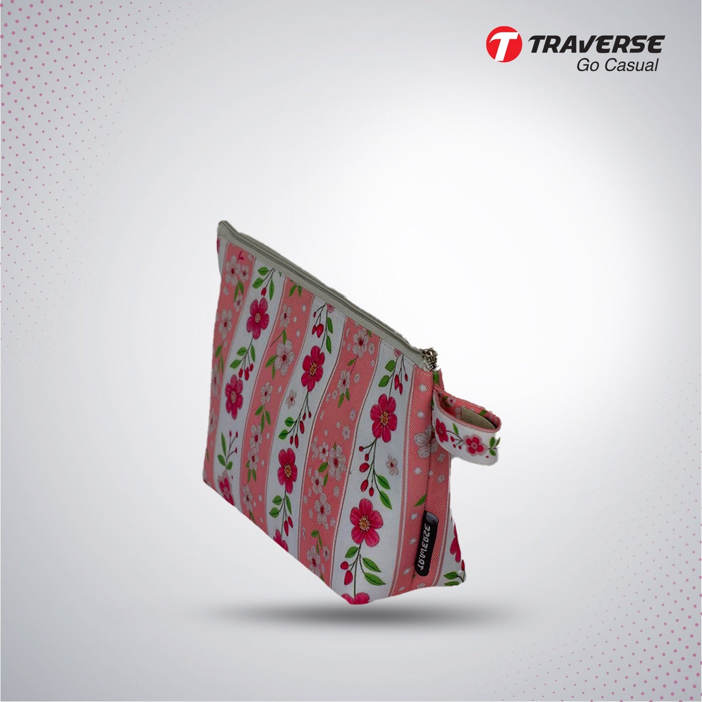 Traverse floral makeup pouch