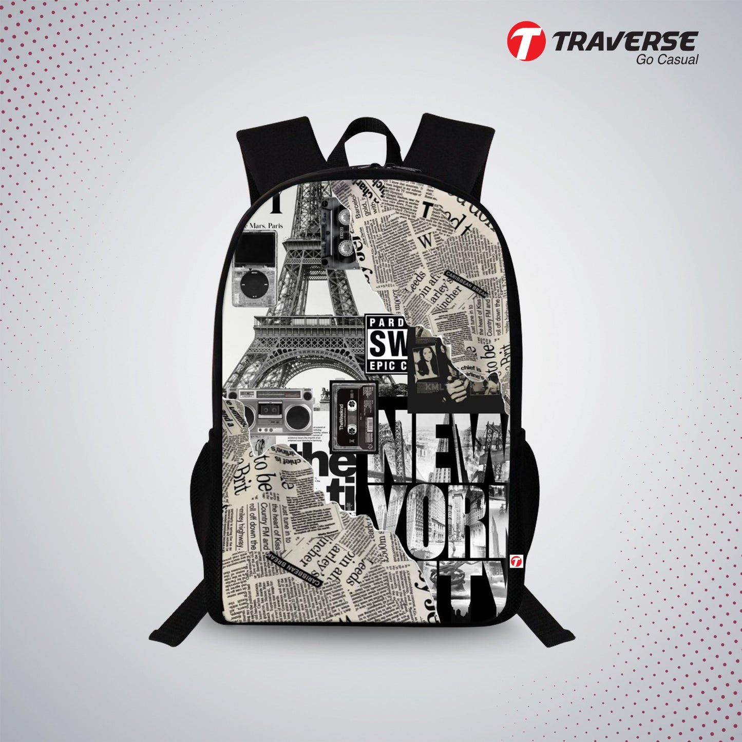 Traverse paris newspaper backpack
