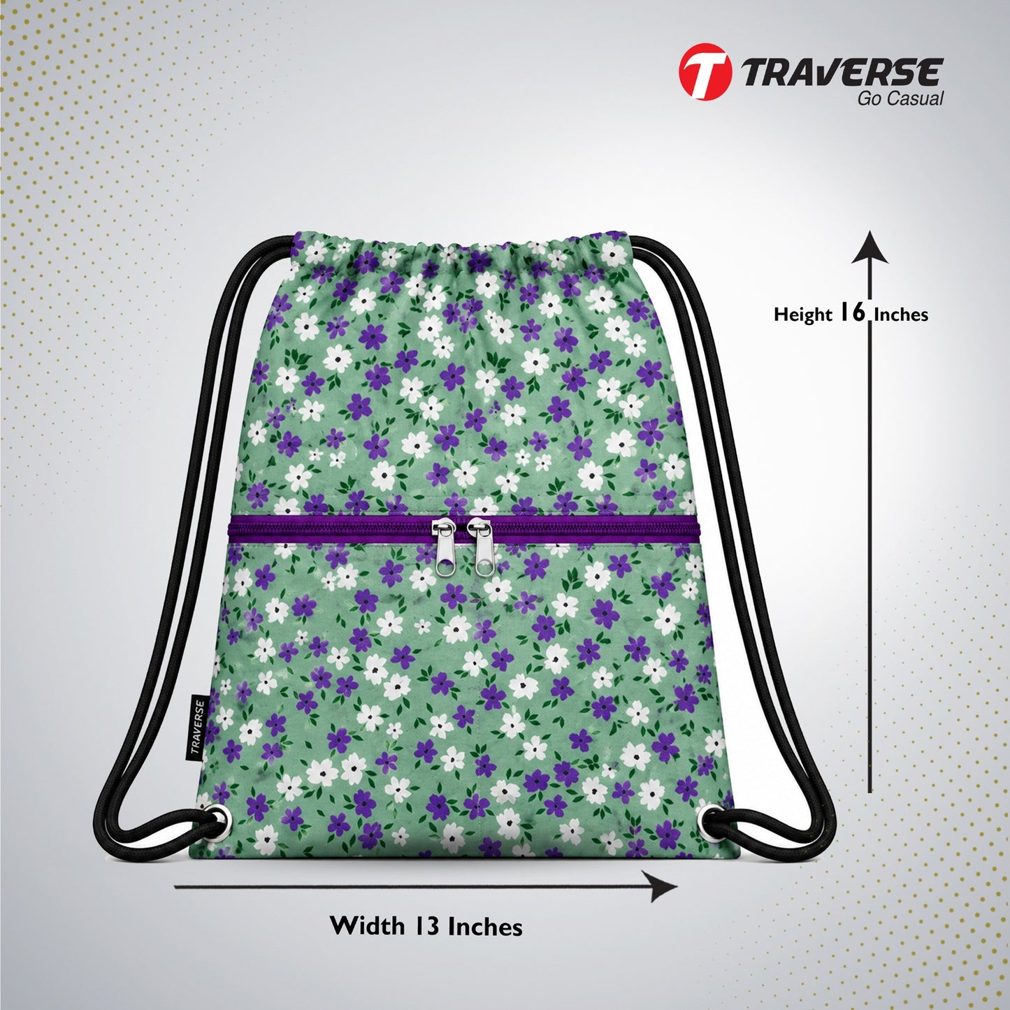 Traverse floral zipper drawstring