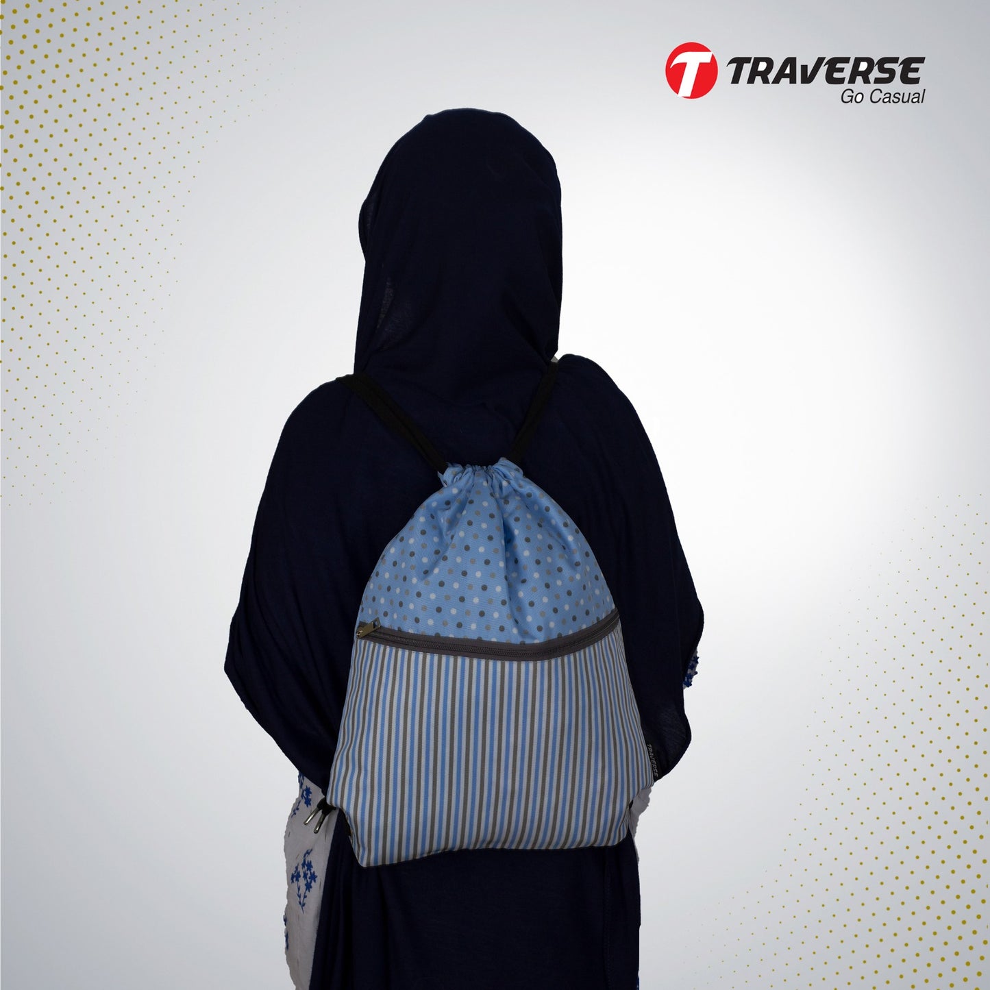 Traverse polka dot  zipper drawstring
