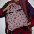 Traverse dark pink floral zipper drawstring
