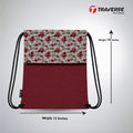 Traverse red velvet floral zipper drawstring