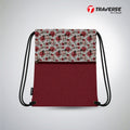 Traverse red velvet floral zipper drawstring