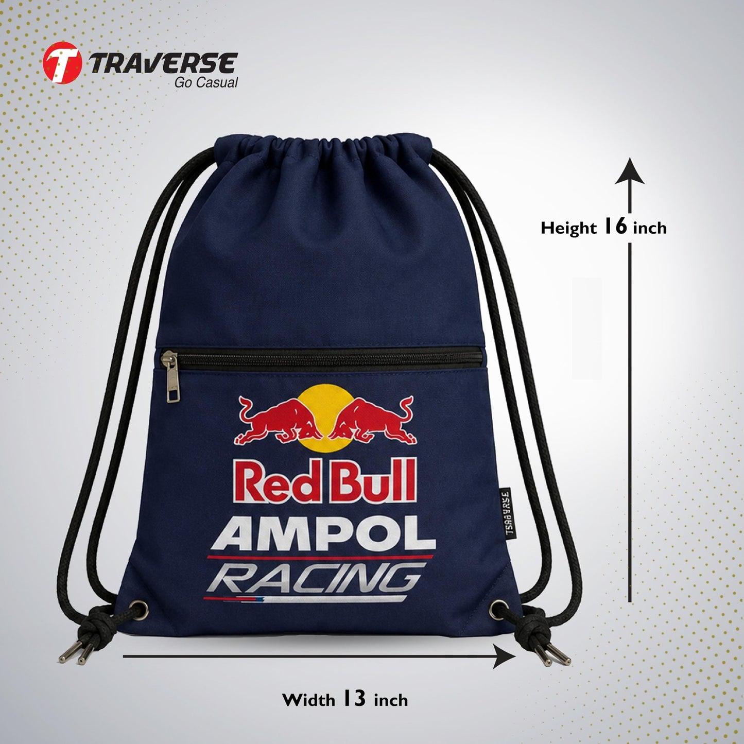 Traverse red bull zipper drawstring