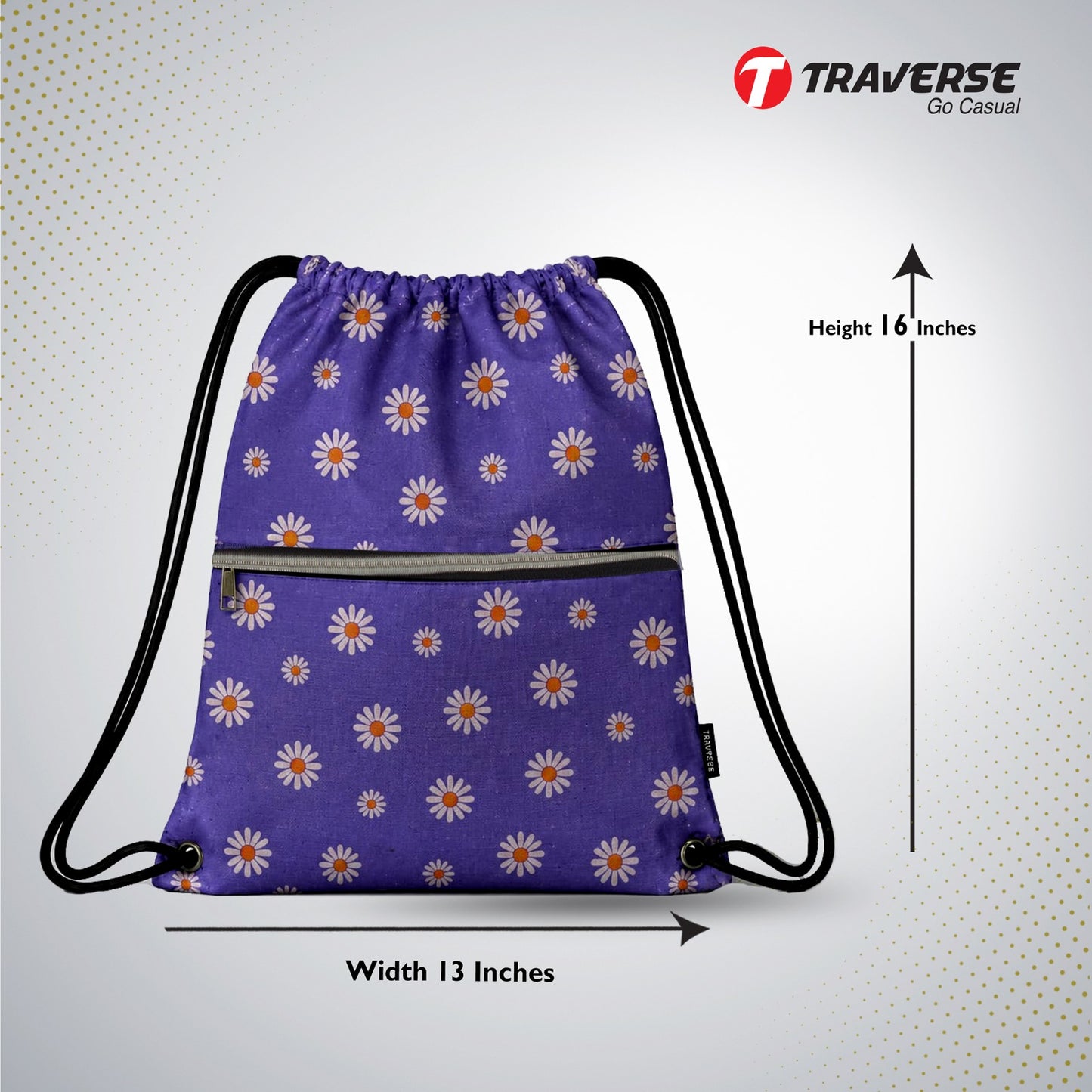 Traverse sunflower zipper drawstring
