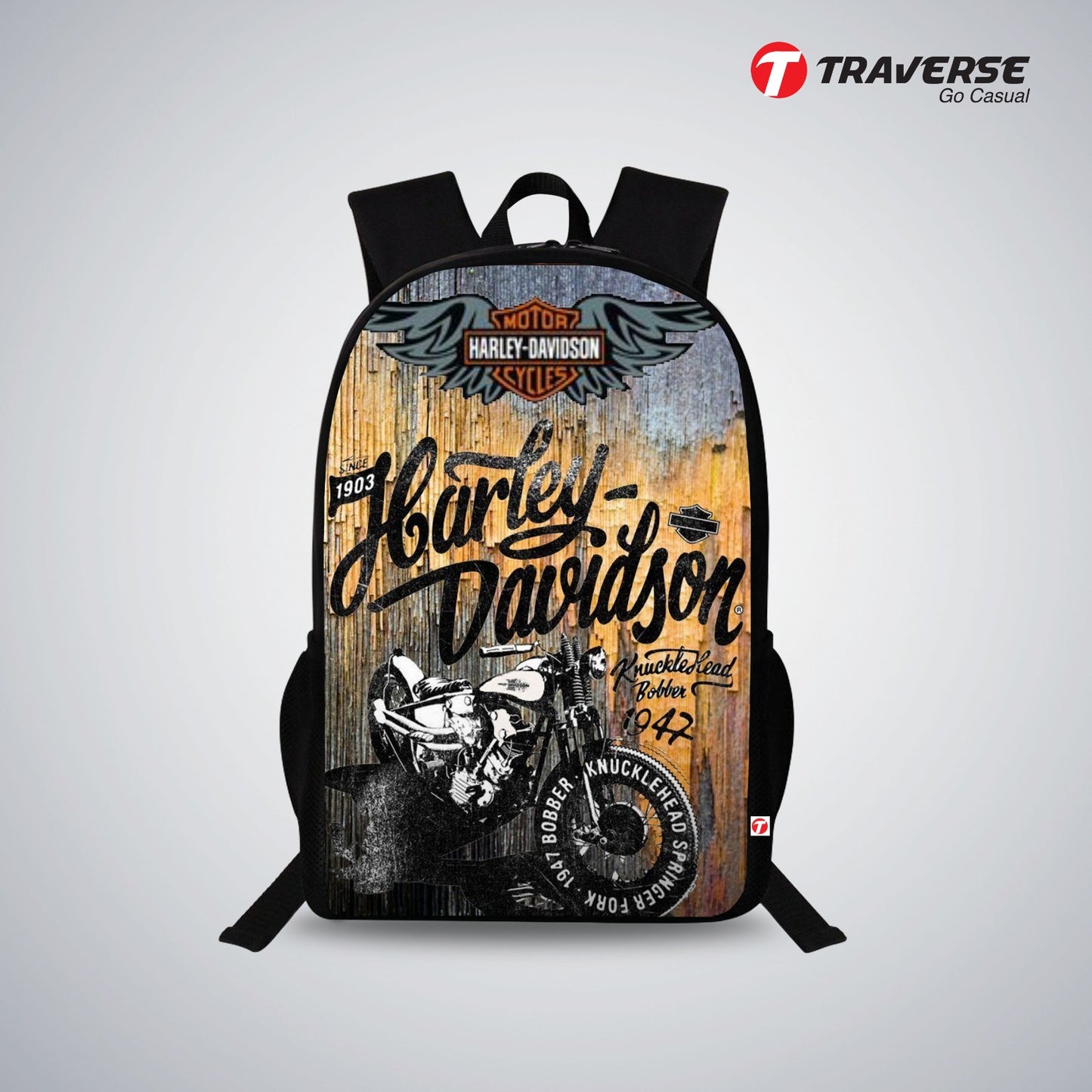 Traverse harley davidson printed school bag
