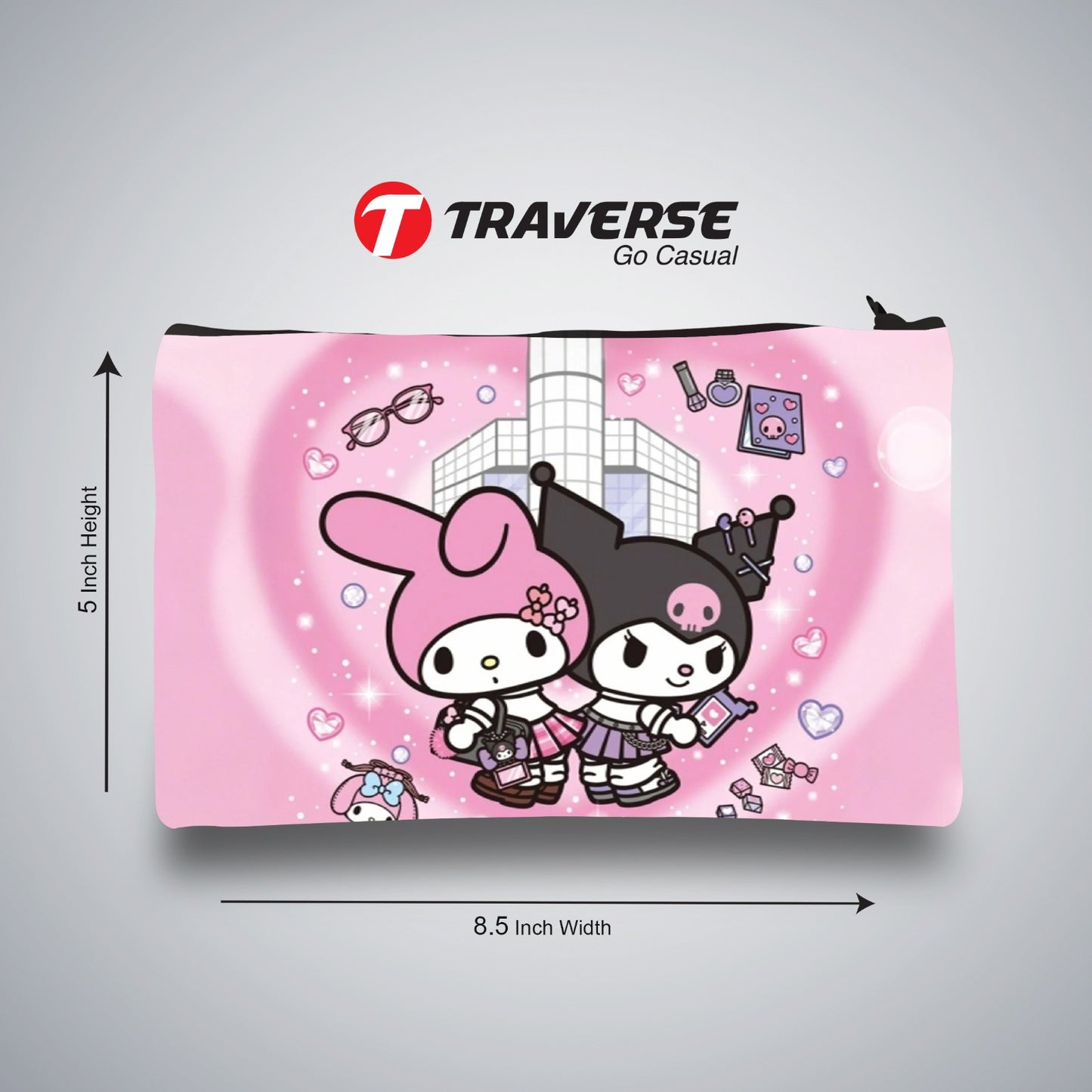 Traverse kuromi and my melody pencil pouch
