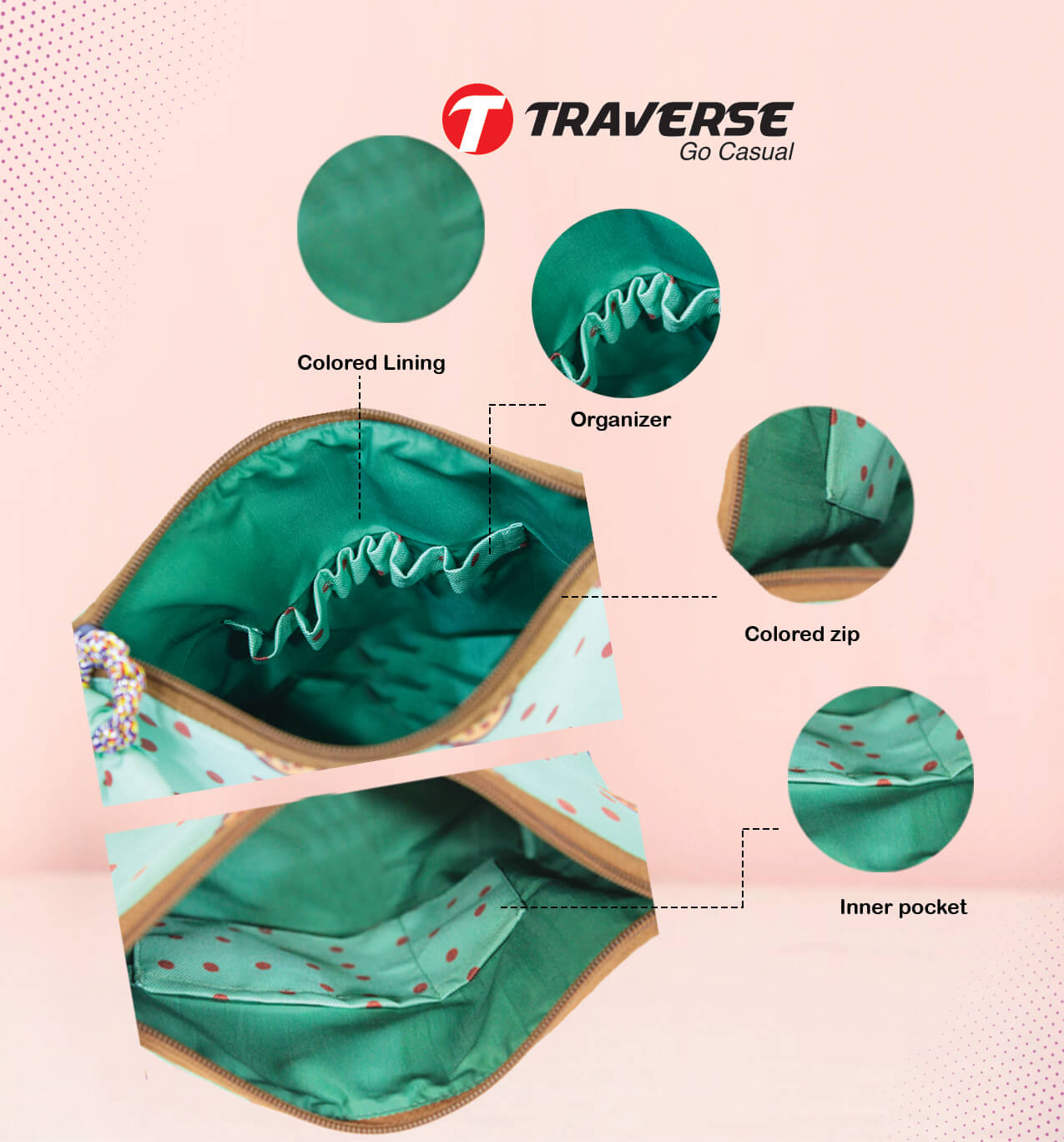 Makeup pouch for Girls- Digitally Printed on Canvas Fabric by Traverse